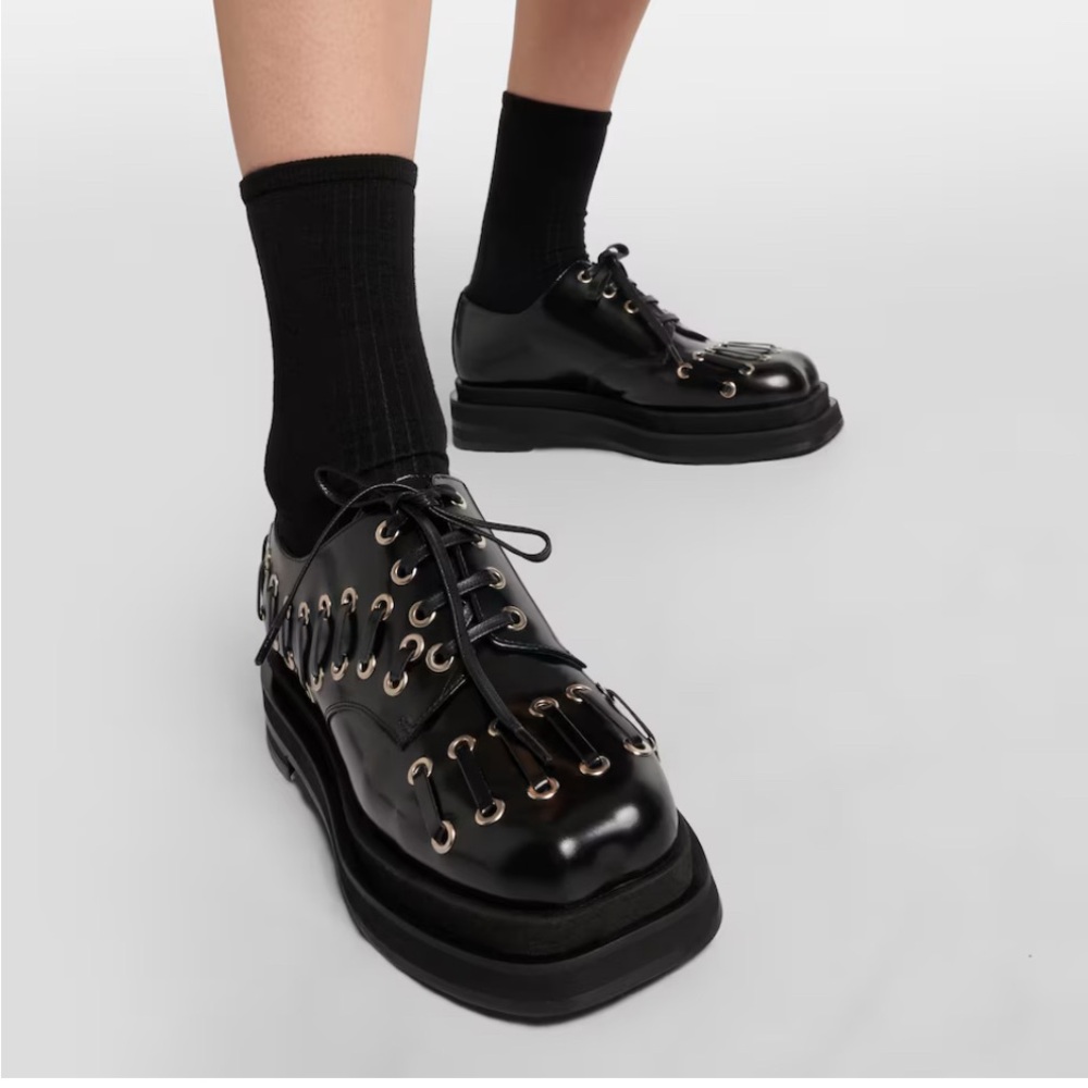 Simone Rocha Black Heart Toe Platform with Silver Grommets